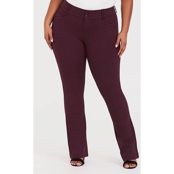 TORRID- STUDIO SIGNATURE PREMIUM PONTE STRETCH TROUSER - BURGUNDY PURPLE - Picture 1 of 4